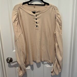 FP Movement Cream Long Sleeve Henley Top Size M